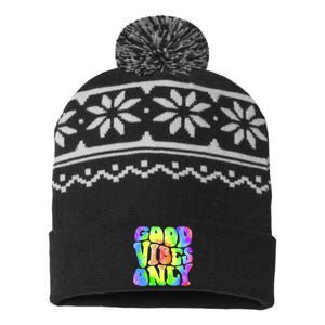 Good Vibes Only Trippy Colorful Vibing USA-Made Snowflake Beanie