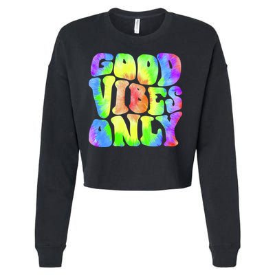 Good Vibes Only Trippy Colorful Vibing Cropped Pullover Crew