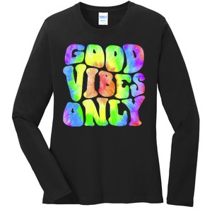 Good Vibes Only Trippy Colorful Vibing Ladies Long Sleeve Shirt