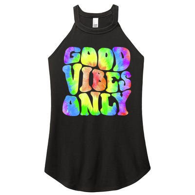 Good Vibes Only Trippy Colorful Vibing Women's Perfect Tri Rocker Tank