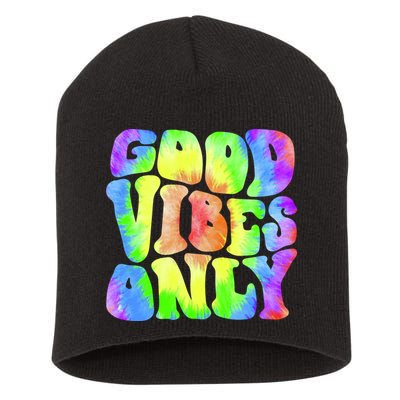 Good Vibes Only Trippy Colorful Vibing Short Acrylic Beanie