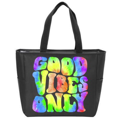 Good Vibes Only Trippy Colorful Vibing Zip Tote Bag