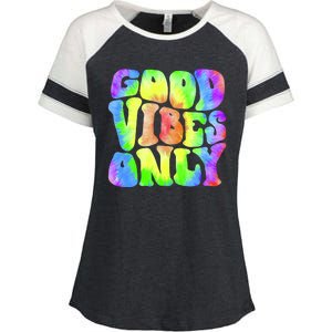 Good Vibes Only Trippy Colorful Vibing Enza Ladies Jersey Colorblock Tee