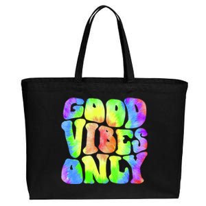 Good Vibes Only Trippy Colorful Vibing Cotton Canvas Jumbo Tote