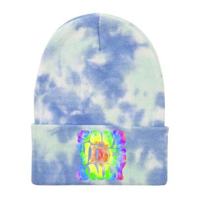 Good Vibes Only Trippy Colorful Vibing Tie Dye 12in Knit Beanie