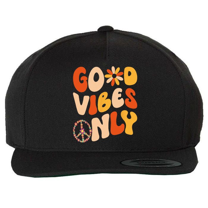 GOOD VIBES ONLY PEACE LOVE 60s 70s Tie Dye Groovy HippiE Wool Snapback Cap