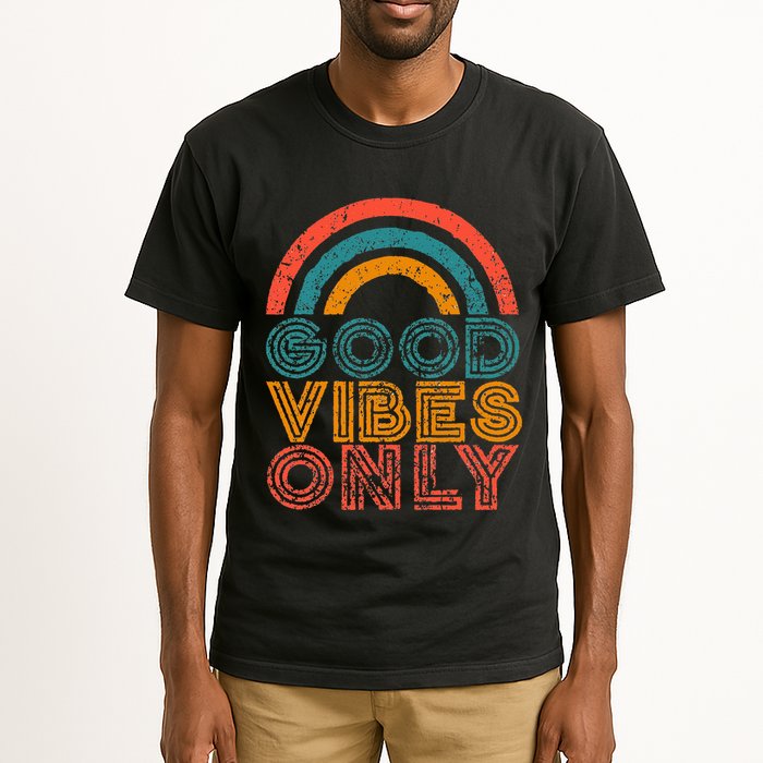 Good Vibes Only Vintage Rainbow Positive Vibe Quote Gift Tall T-Shirt
