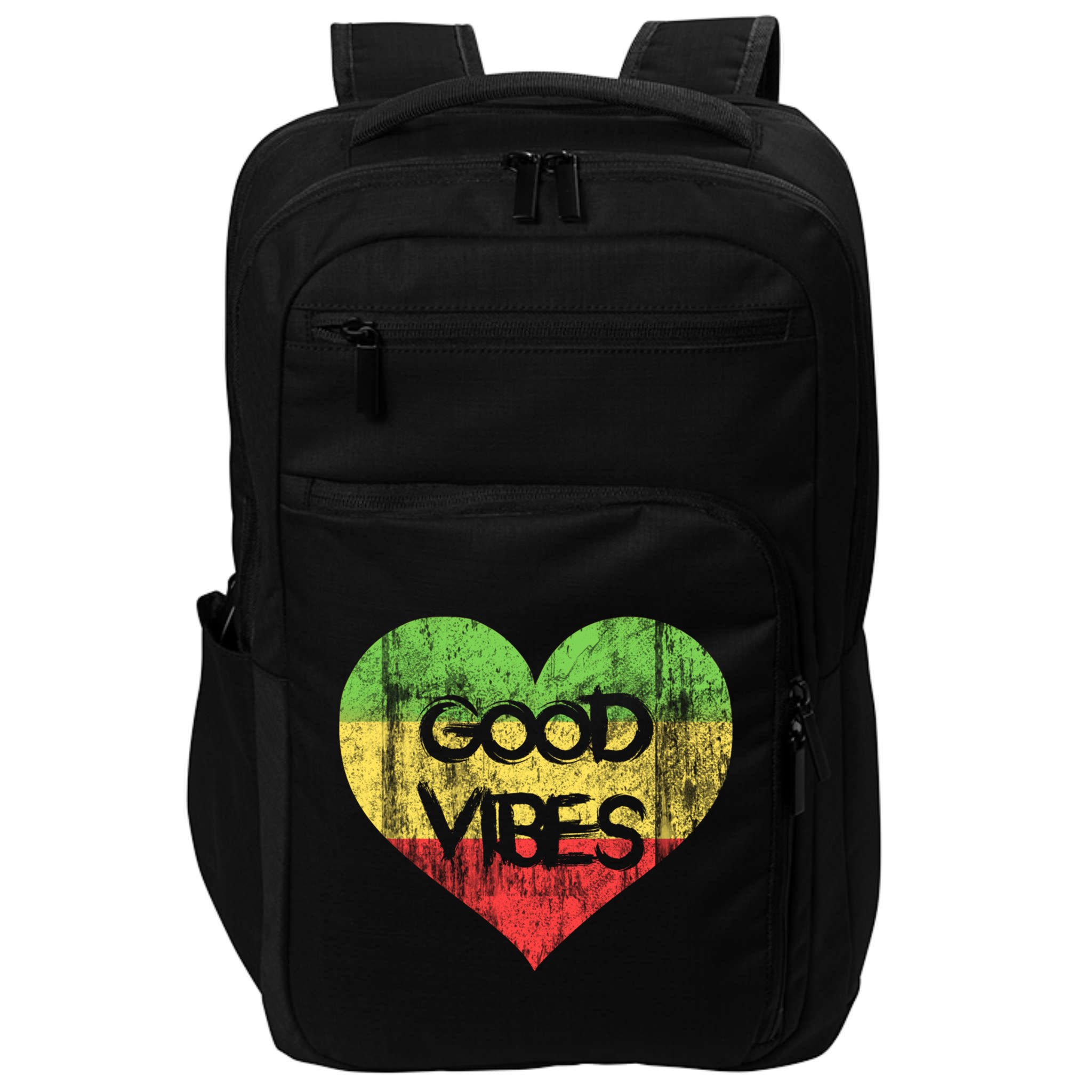 Good Vibes One Love One Heart Rastafari Gift Impact Tech Backpack