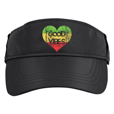 Good Vibes One Love One Heart Rastafari Gift Adult Drive Performance Visor