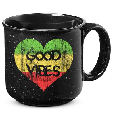 Good Vibes One Love One Heart Rastafari Gift 15oz Campfire Ceramic Mug