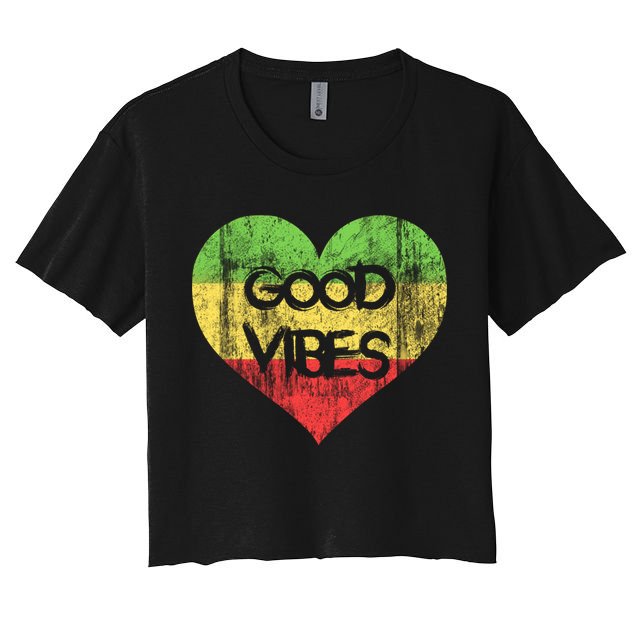 Good Vibes One Love One Heart Rastafari Gift Crop Top