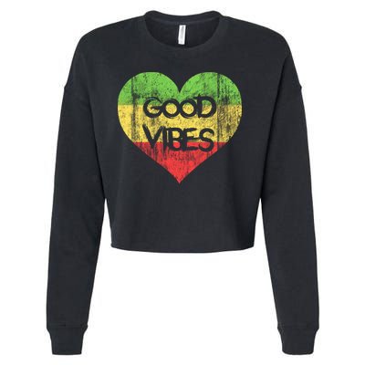 Good Vibes One Love One Heart Rastafari Gift Cropped Pullover Crew
