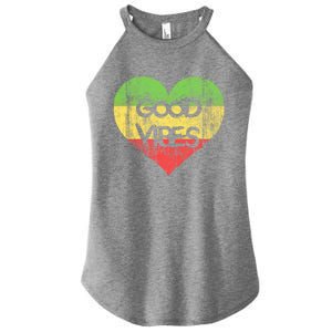 Good Vibes One Love One Heart Rastafari Gift Women's Perfect Tri Rocker Tank