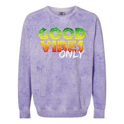 Good Vibes Only Rasta Reggae Jamaica Summer One Love Colorblast Crewneck Sweatshirt