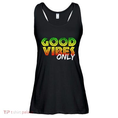 Good Vibes Only Rasta Reggae Jamaica Summer One Love Ladies Essential Flowy Tank