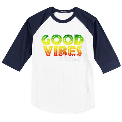 Good Vibes Only Rasta Reggae Jamaica Summer One Love Baseball Sleeve Shirt