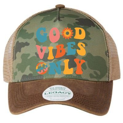 Good Vibes Only Groovy Trendy Peace Love 60s 70s Vintage Legacy Tie Dye Trucker Hat