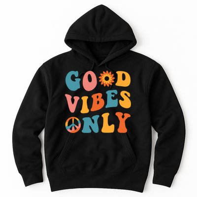 Good Vibes Only Groovy Trendy Peace Love 60s 70s Vintage Hoodie