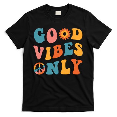 Good Vibes Only Groovy Trendy Peace Love 60s 70s Vintage T-Shirt