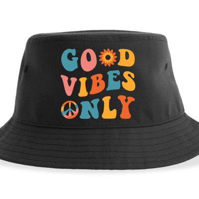 Good Vibes Only Groovy Trendy Peace Love 60s 70s Vintage Sustainable Bucket Hat