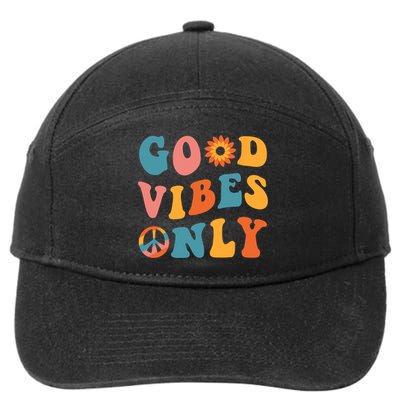 Good Vibes Only Groovy Trendy Peace Love 60s 70s Vintage 7-Panel Snapback Hat