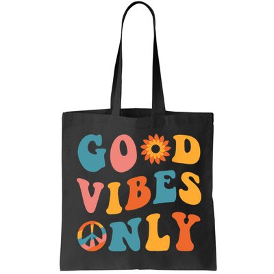 Good Vibes Only Groovy Trendy Peace Love 60s 70s Vintage Bag