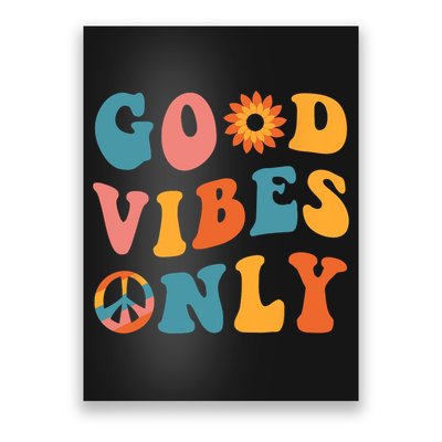 Good Vibes Only Groovy Trendy Peace Love 60s 70s Vintage Poster