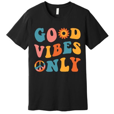 Good Vibes Only Groovy Trendy Peace Love 60s 70s Vintage Premium T-Shirt