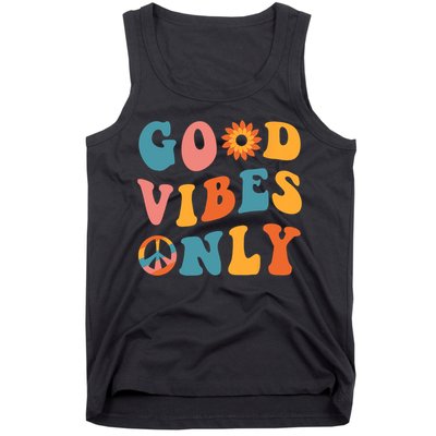 Good Vibes Only Groovy Trendy Peace Love 60s 70s Vintage Tank Top