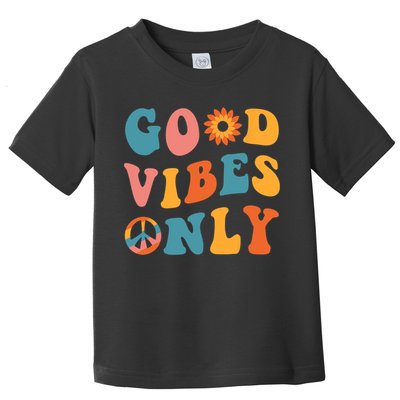 Good Vibes Only Groovy Trendy Peace Love 60s 70s Vintage Toddler T-Shirt