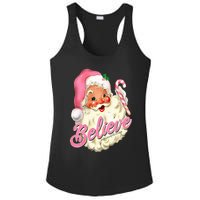 Groovy Vintage Pink Santa Claus Believe Christmas Ladies PosiCharge Competitor Racerback Tank