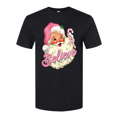 Groovy Vintage Pink Santa Claus Believe Christmas Softstyle® CVC T-Shirt