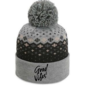 Good Vibes Positive Quote The Baniff Cuffed Pom Beanie