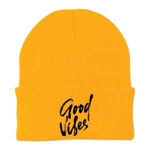 Good Vibes Positive Quote Knit Cap Winter Beanie