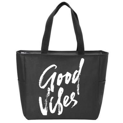 Good Vibes Positive Quote Zip Tote Bag