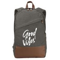 Good Vibes Positive Quote Cotton Canvas Backpack