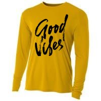 Good Vibes Positive Quote Cooling Performance Long Sleeve Crew