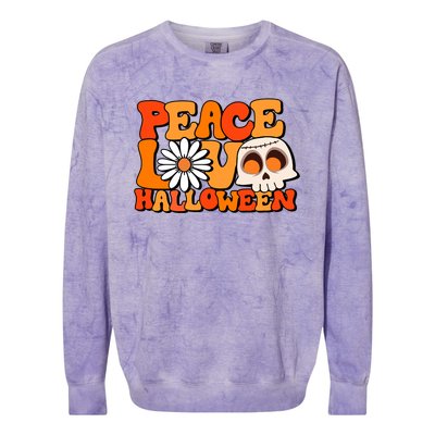 Groovy Vintage Peace Love Halloween Costume Gift Colorblast Crewneck Sweatshirt