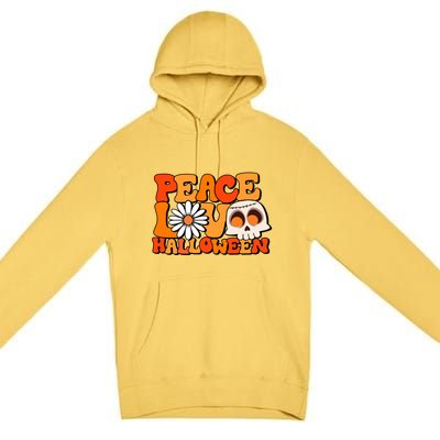 Groovy Vintage Peace Love Halloween Costume Gift Premium Pullover Hoodie