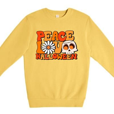 Groovy Vintage Peace Love Halloween Costume Gift Premium Crewneck Sweatshirt