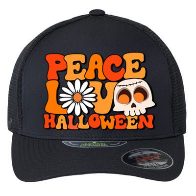 Groovy Vintage Peace Love Halloween Costume Gift Flexfit Unipanel Trucker Cap