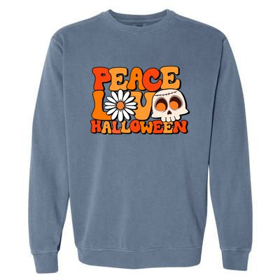 Groovy Vintage Peace Love Halloween Costume Gift Garment-Dyed Sweatshirt