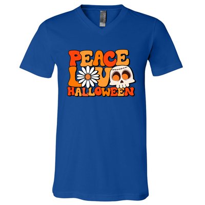 Groovy Vintage Peace Love Halloween Costume Gift V-Neck T-Shirt