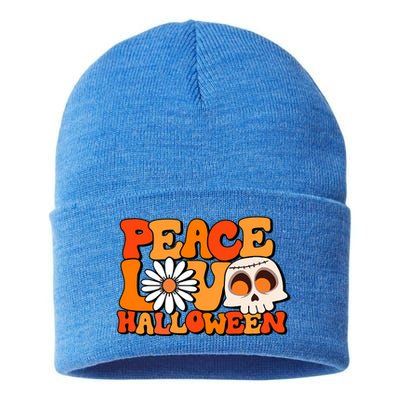 Groovy Vintage Peace Love Halloween Costume Gift Sustainable Knit Beanie