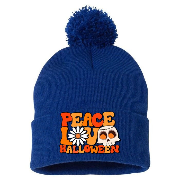 Groovy Vintage Peace Love Halloween Costume Gift Pom Pom 12in Knit Beanie