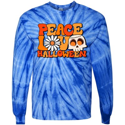 Groovy Vintage Peace Love Halloween Costume Gift Tie-Dye Long Sleeve Shirt