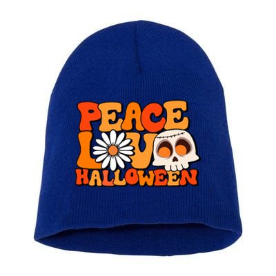 Groovy Vintage Peace Love Halloween Costume Gift Short Acrylic Beanie