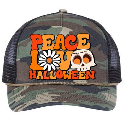 Groovy Vintage Peace Love Halloween Costume Gift Retro Rope Trucker Hat Cap