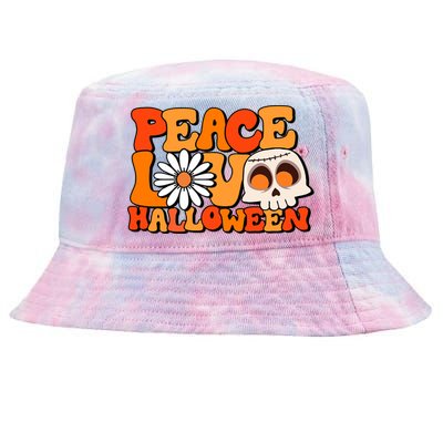 Groovy Vintage Peace Love Halloween Costume Gift Tie-Dyed Bucket Hat