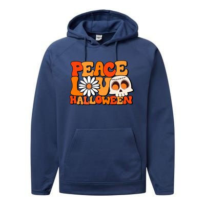 Groovy Vintage Peace Love Halloween Costume Gift Performance Fleece Hoodie